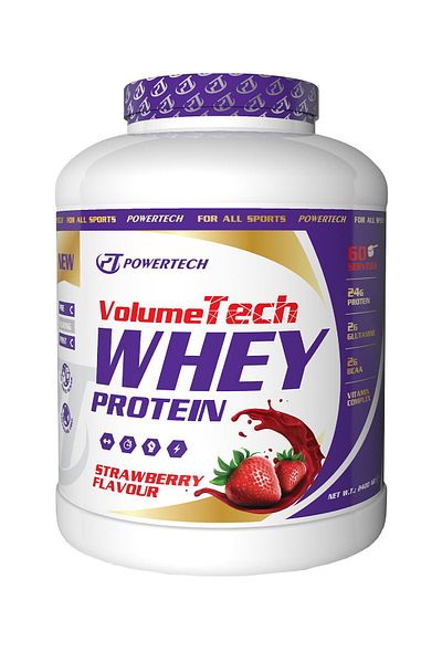 PT SPORTS&NUTRITION PowerTech Volumetech - Strawberry Flavored 2400 Gr Whey Protein, 60 Servings