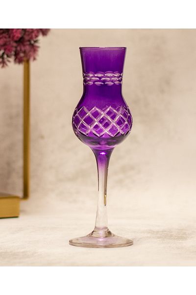 sudeka 6 Pieces Colorful Crystal Cut - Coffee Side Glass Set