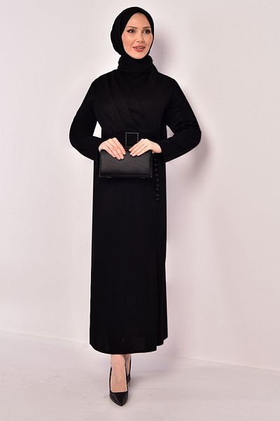 Ayşe Melek Black Lace Detailed Short Evening Dress - 2558 Model