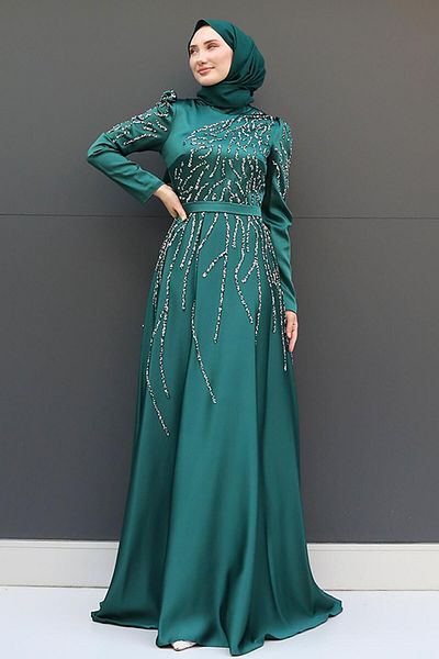 GİZ AGİYİM Βραδινό φόρεμα Emerald Suay Hijab