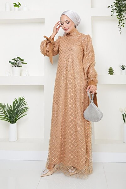 Ayşe Melek Glitter Diamond Patterned Hijab Evening Dress - Pencil Dress 2740 ...