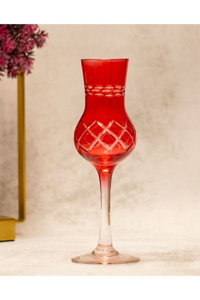 sudeka 6 Pieces Colorful Crystal Cut - Coffee Side Glass Set
