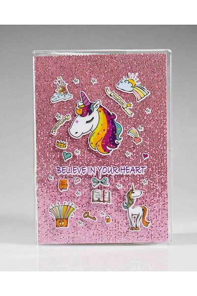 4nio Caiet cu unicorn roz argintiu