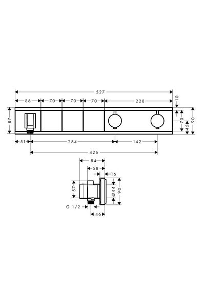 Hansgrohe Rainselect 3 Outlet Chrome Thermostatic Built-In Bathroom Faucet - 15356000