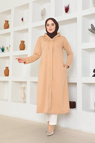 BURCU TESETTÜR Γυναικεία Καπέλα με πέτρινη λεπτομέρεια BRC6504 Latte