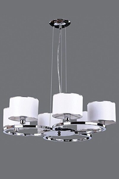 Avize çarşısı , Olimpia 6 Lı Avize, Krom Kaplamalı Metal Kasa, Beyaz Renkli K...