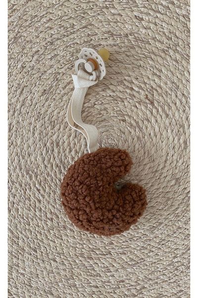 bohemoon Teddy Moon Pacifier Strap Dark Brown
