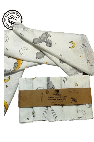 BeybiNest Muslin Handkerchief Set Cute Rabbits 25x30 Cm 10 Pieces