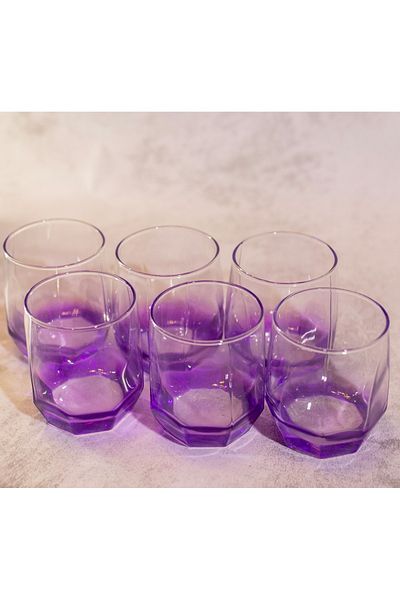 sudeka 18 Pieces Colored Glass Cup Soft Drink Set for 6 People