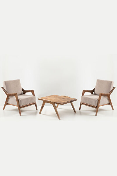 Meya Dekor Ceviz Ağacından Ahşap 2+1 Balkon Bahçe Teras Oturma Grubu - Bahçe ...