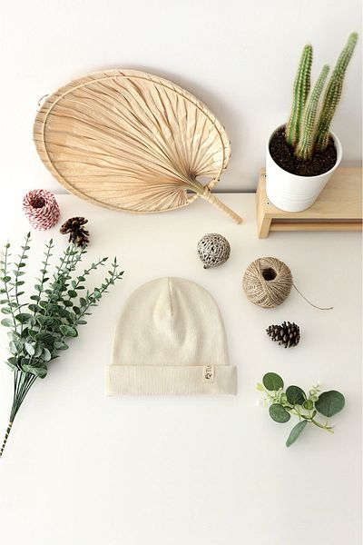 Doğan Collection Ribbed Ecru Kids Beret - Folded