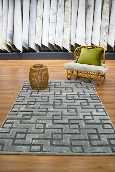 ASPERA HALI İndus 8007 Gri Bukle Yumuşak Dokulu Salon Mutfak Oturma Odası Mak...