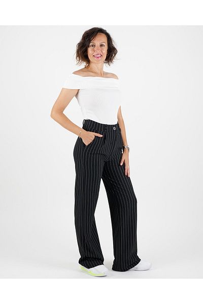 Parla Sports Black Striped Palazzo Trousers