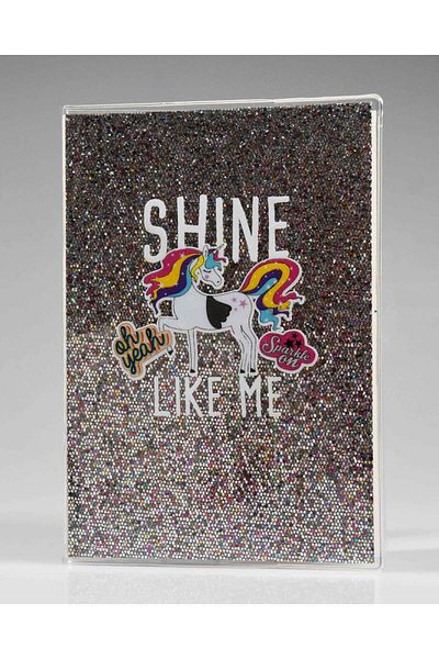 4nio Caiet cu sclipici gri închis cu model unicorn - Shine