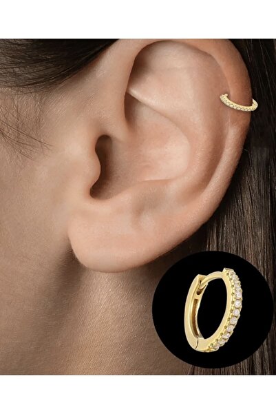 BY DİLEK ÇETİN ACCESSORY Gold Kaplama 8 Mm Kıkırdak Helix Tragus Piercing(1ADET)