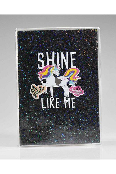 4nio Caiet cu sclipici UNICORN BLACK SHINE