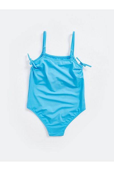 LC Waikiki LCW Kids Türkisfarbener Badeanzug für Mädchen mit quadratischem Kragen