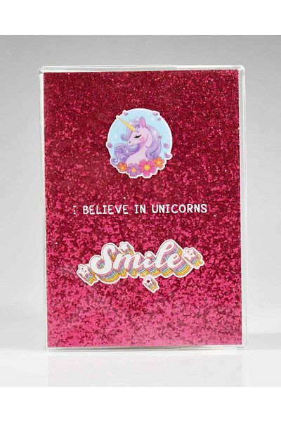 4nio Caiet cu flori fucsia unicorn argintiu