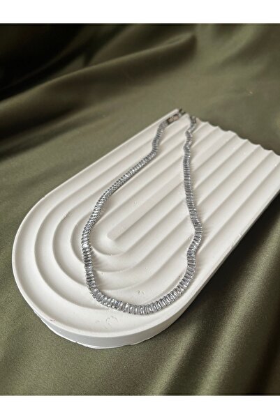stainles steel Baguette waterway silver color steel necklace