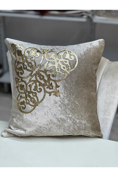 SEHARA Husa de perna catifea 2 bucati/40x40cm/piele brodata/aur nurca