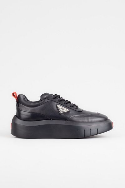 MARCOMEN Men's Genuine Leather Thick Soled Casual Black Shoes