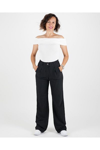 Parla Sports Black Striped Palazzo Trousers