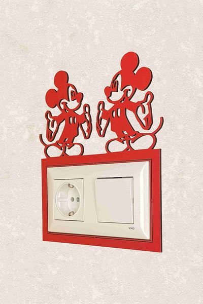BLgrup 2107k Laser Cut Wooden Switch Socket Frame Red Mouse