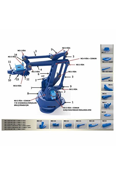 Genel Markalar Demonte 3d Baskı Robot Kol Seti Vida Parçaları Eezybotarm Plastik Çok Renkli Sağ Sol Yukarı Aşağı