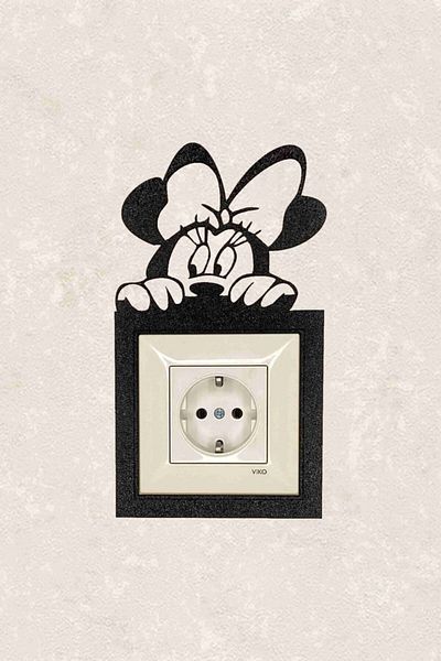 BLgrup 2133 Laser Cut Wooden Decorative Switch Socket Frame Single Mini Mouse