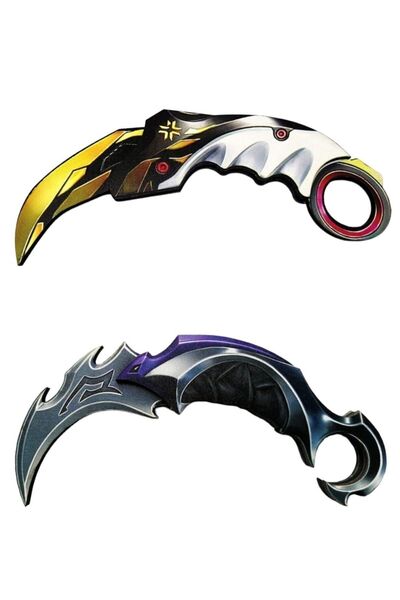 Genel Markalar Ahşap Valorant 2 Li Set Oyuncak Figür ( Valorant Champions Karambit Ve Yağmacı Karambit )