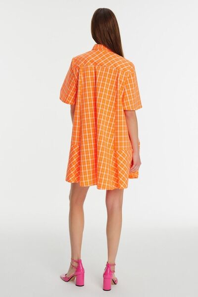 Exquise Κοντομάνικο καρό μίνι πουκάμισο φόρεμα