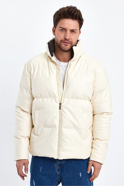 Weyeze Stand Collar Leather Puffer Jacket Af-K50641Prm