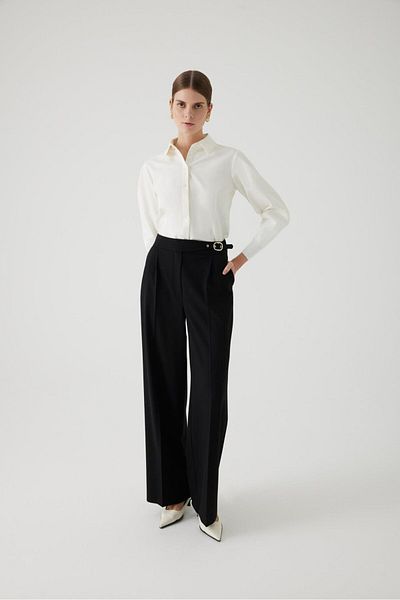 Exquise Black Regular Belted and Pocket Trousers