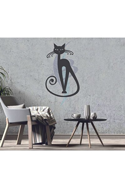 BLgrup Lazer Kesim Ahşap Bıyıklı Kedi Duvar Süsü