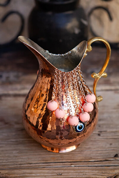 ANTEPSEPETİ TOZ PEMBE BONCUKLU BAKIR DÖVME SÜRAHİ