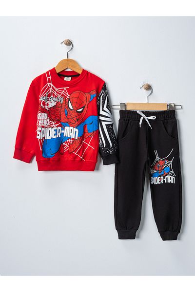BUUFUU Set de sus și de jos pentru băiat cu mânecă lungă, cu buzunare, imprimat Spider-man