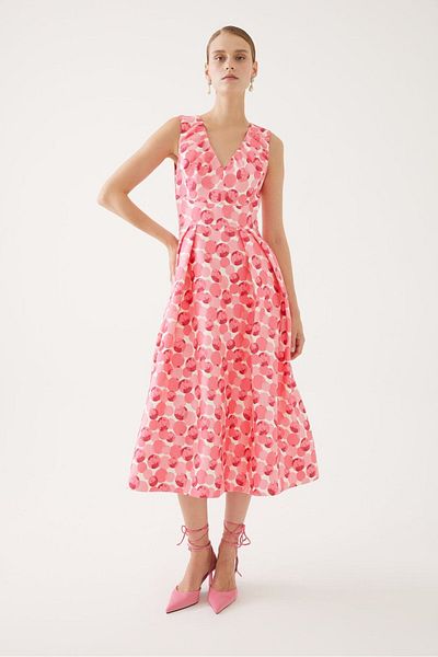Exquise Pink Abstract Patterned Dress
