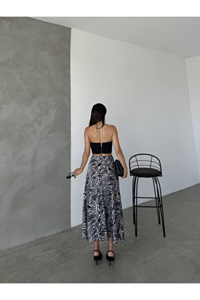 ubmbutik Жіноча спідниця середньої довжини з атласу в зебраний візерунок