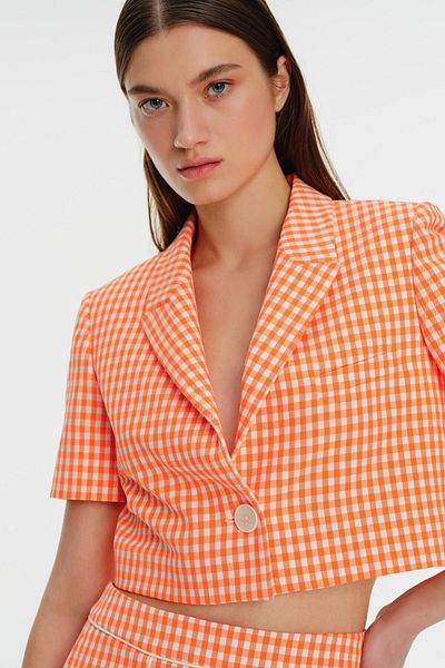 Exquise Καρό Crop Jacket
