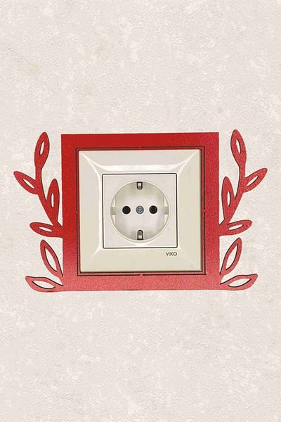 BLgrup 2115-k Laser Cut Wooden Switch Socket Frame Red Double Decorative
