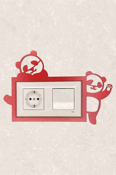 BLgrup 2119-k Laser Cut Wooden Switch Socket Frame Red Double Panda