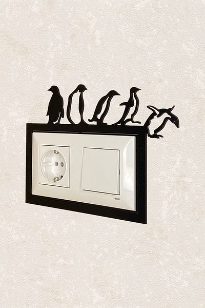 BLgrup 2128 Laser Cut Wooden Switch Socket Frame Double Penguins