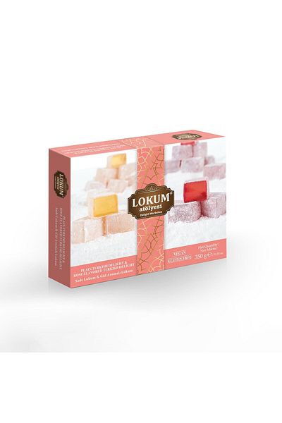 Lokum Atölyesi 350g Plain and Rose Flavored Turkish Delight