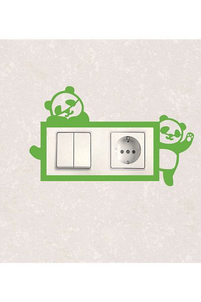 BLgrup 2119-y Laser Cut Wooden Switch Socket Frame Green Double Panda