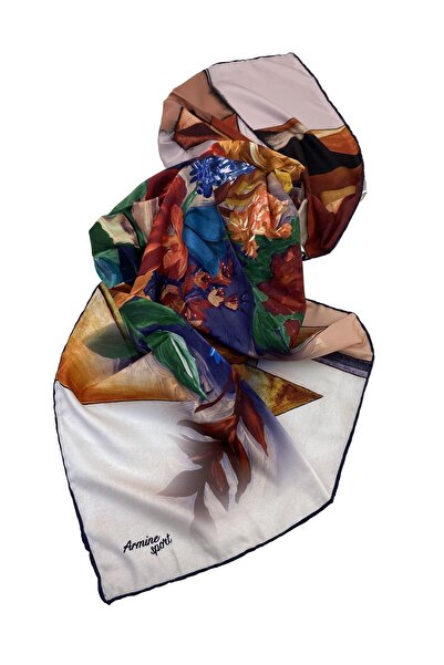 Armine Sport Twill (TİVİL) Nostalji Özel Üretim Eşarp Kirlibeyaz Turuncu Yeşil