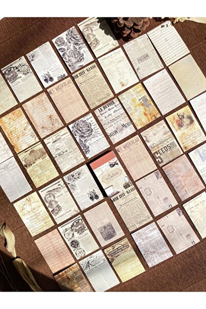 Hume Craft Vintage Gazete-Mektup Temalı Defter Sticker Kitapçığı Bullet Journal Sticker Defter Ajanda Çıkartma