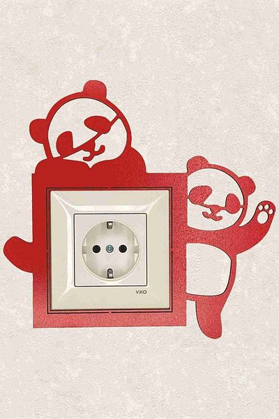 BLgrup 2101-k Laser Cut Wooden Switch Socket Frame Red Single Panda