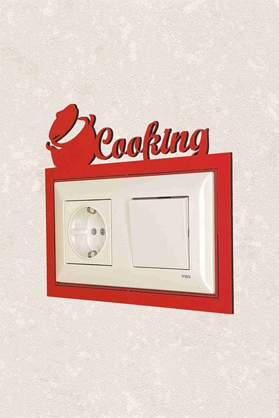 BLgrup 2106-k Laser Cut Wooden Switch Socket Frame Red Double Cooking