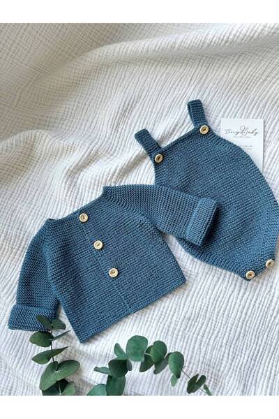 Sistaful El Örgüsü Erkek Çocuk Bebek Tulum Kazak Takım