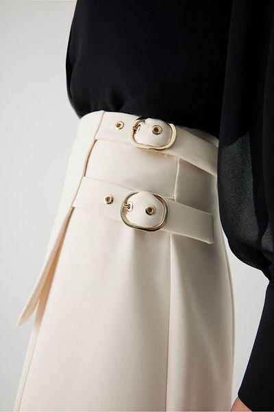 Exquise Regular Midi Skirt - Belt Detailed